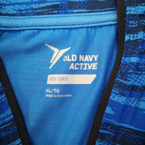Old Navy Active Men's Size XL Blue & Black Pattern Go Dry Long Sleeve Polo - Picture 3 of 10